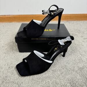 Lulus Sylay Black Suede Ankle Strap Heels Womens 9 NEW IN BOX